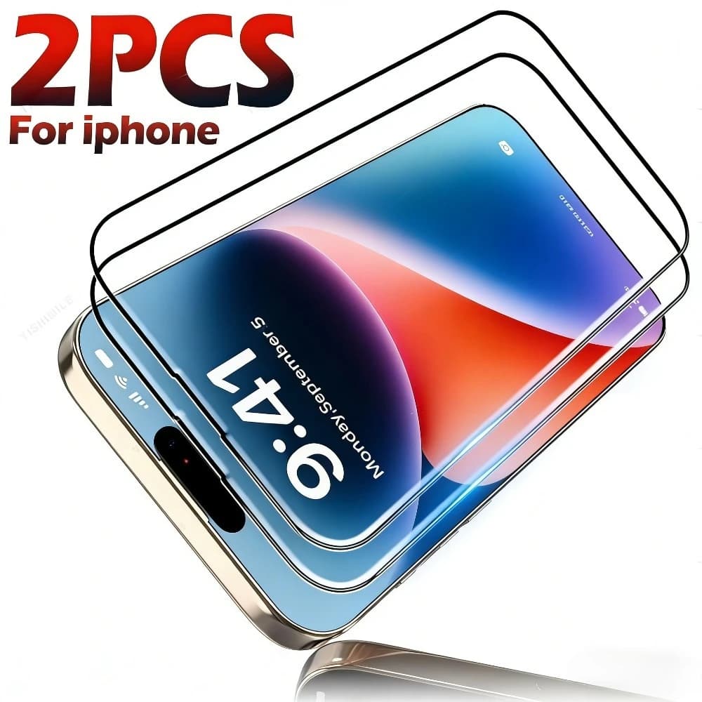 2 Pezzi Protezione Schermo Ultra Trasparente per iPhone 17 16 15 14 Pro Air 17e 16e 13 12 11 Pro Mini 15 14 Plus, Vetro Temperato Durezza 9H