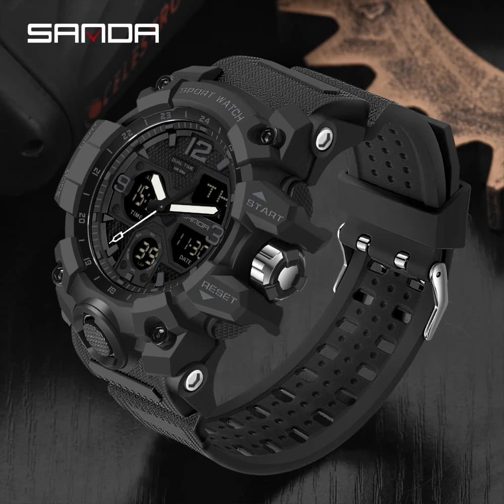 SANDA Top Brand Men's Sports Watches Military Quartz Watch Men's Waterproof Wrist Watch Shock Relogios Masculine 6030