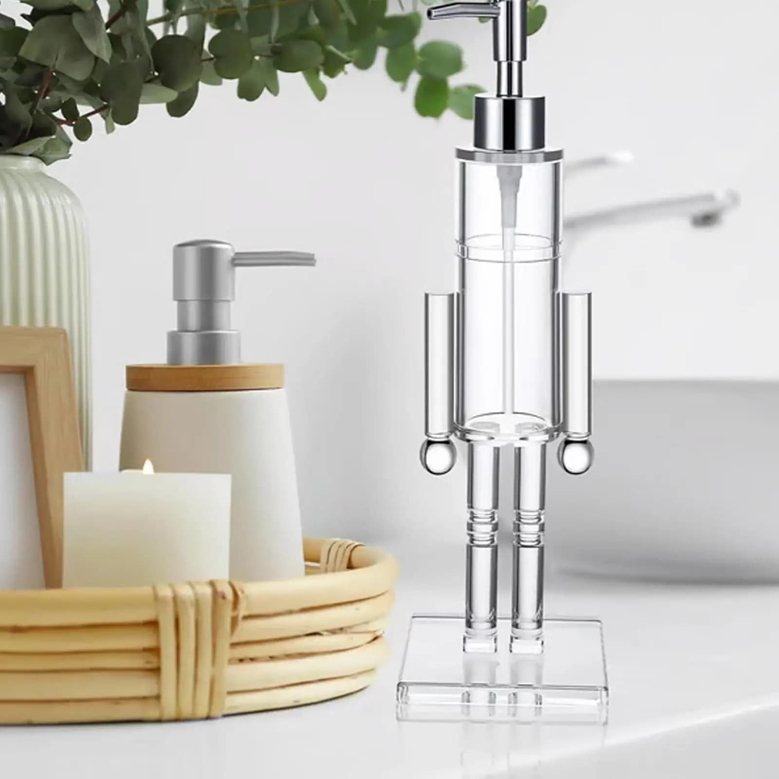 Dispenser di sapone Schiaccianoci Pompa di sapone per bagno domestico fatta a mano in plastica Disinfettanti per le mani Pompa per shampoo per doccia