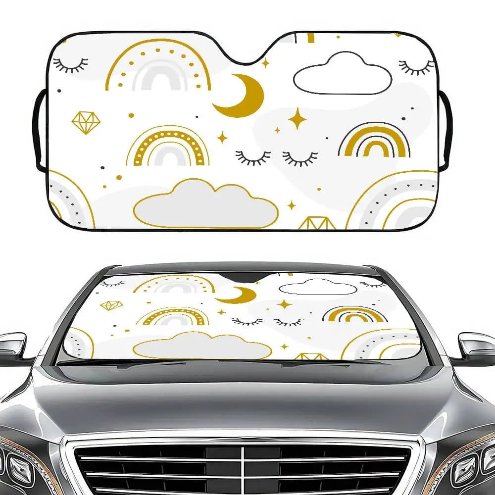 Parasole per parabrezza per auto con stampa arcobaleno dei cartoni animati - 51,2 x 27,5", aggiornato, adatto ai sedani, protezione per visiera parasole