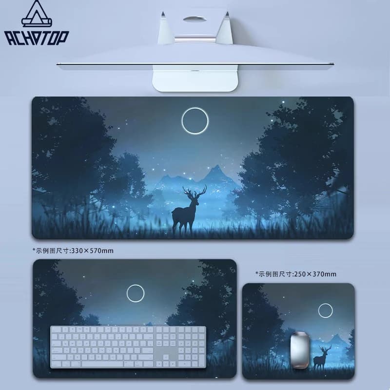 Tappetino per mouse da gioco cervo e foresta Tappetino per mouse grande cielo notturno Tappetino per mouse XXL Tappetino per tastiera antiscivolo Tappetino per scrivania per laptop Tappetino per ufficio