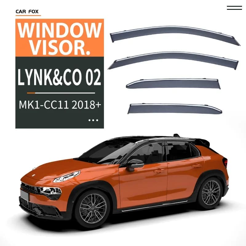 Per LYNK&CO 02 2018+ Tendine Parasole per Finestrini Auto, Protezione Antipioggia e Antivento per Finestrini Laterali, Accessori Auto