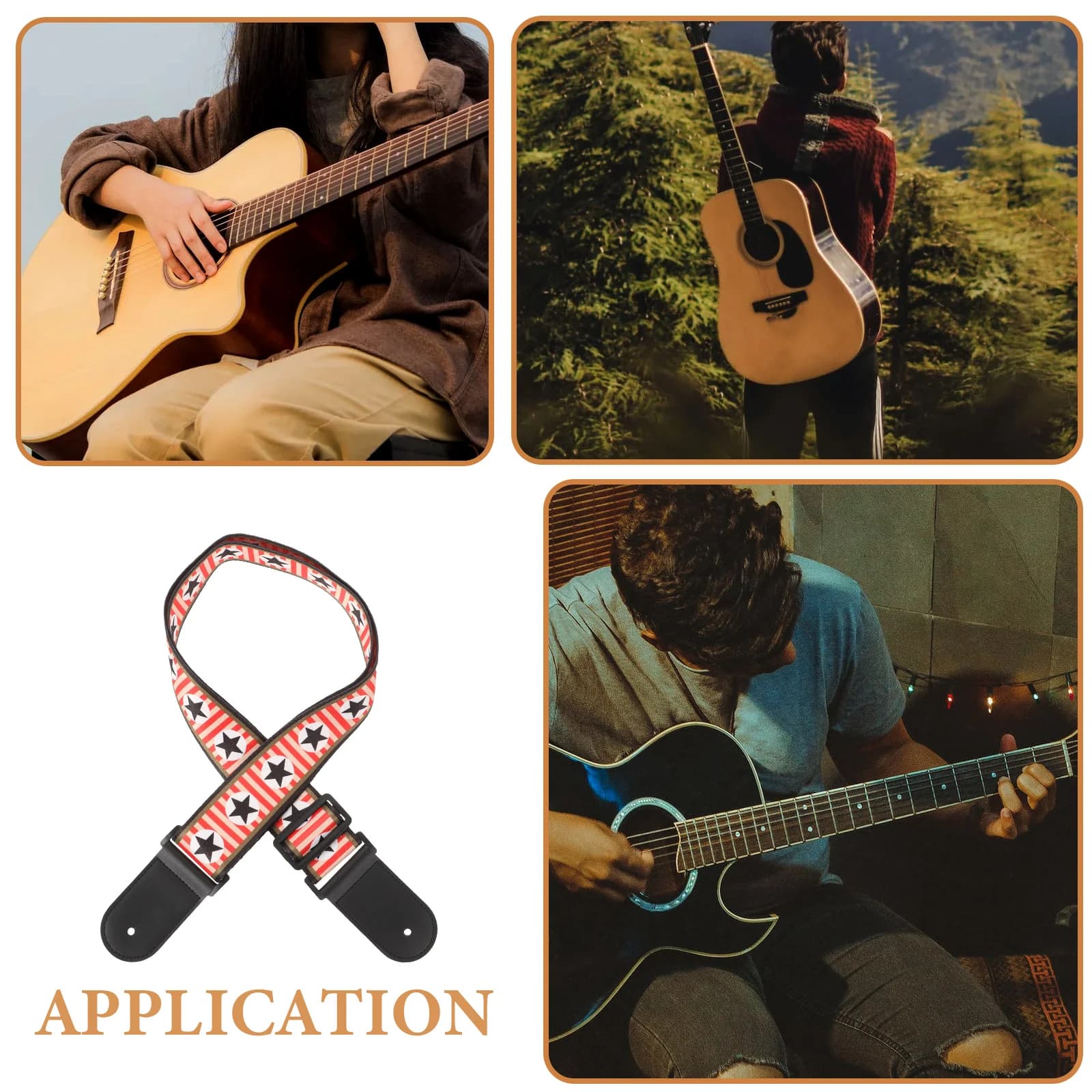 Tracolla per chitarra regolabile Tracolla per basso ukulele Durevole Resistente allo sporco Resistente all'usura Estensibile Folk Classica elettrica