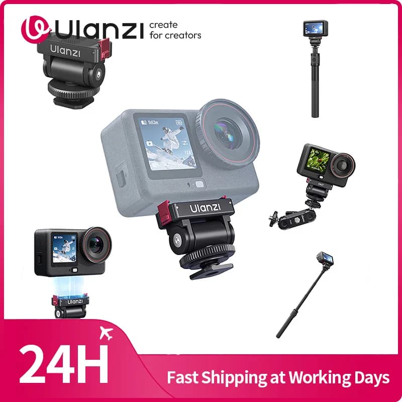 Ulanzi OA27 Quick Release Cold Shoe Mount Magnetic Base Mount Adapter for DJI Action 6/Nano with 180° Tilt