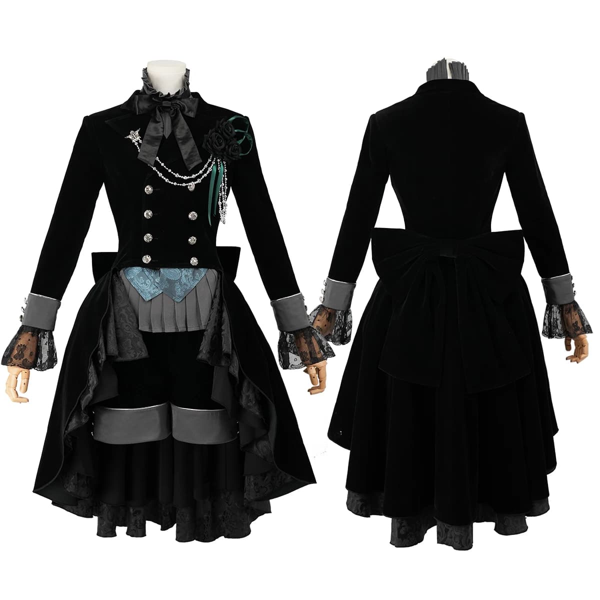HOLOUN Costume Cosplay Anime Real Ciel Phantomhive, Giacca Gotica a Doppio Petto con Coda, per Convenzioni, Halloween, Natale