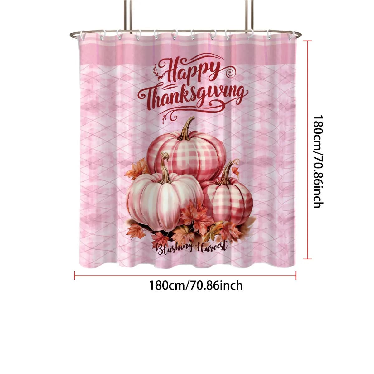 1pc Ringraziamento Autunno Raccolto Stampa zucca Doccia impermeabile Tenda privacy multi formato con 12 ganci Installazione semplice