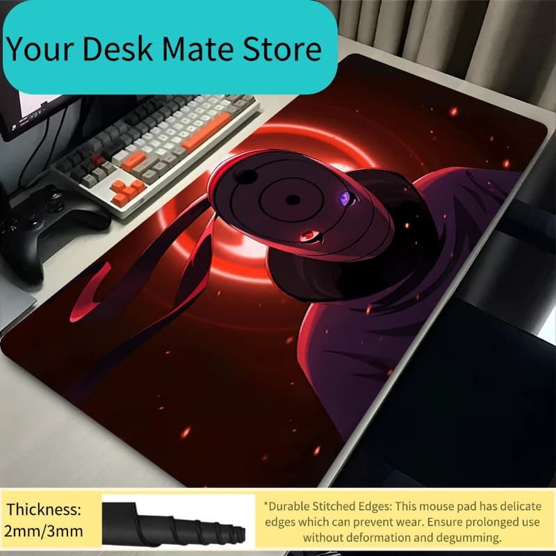 Tappetino per mouse da gioco di grandi dimensioni N-Naruto Obito Uchiha Computer Gamer Tappetino per tastiera per laptop Tappetino per mouse Tappetino per tavolo in gomma antiscivolo