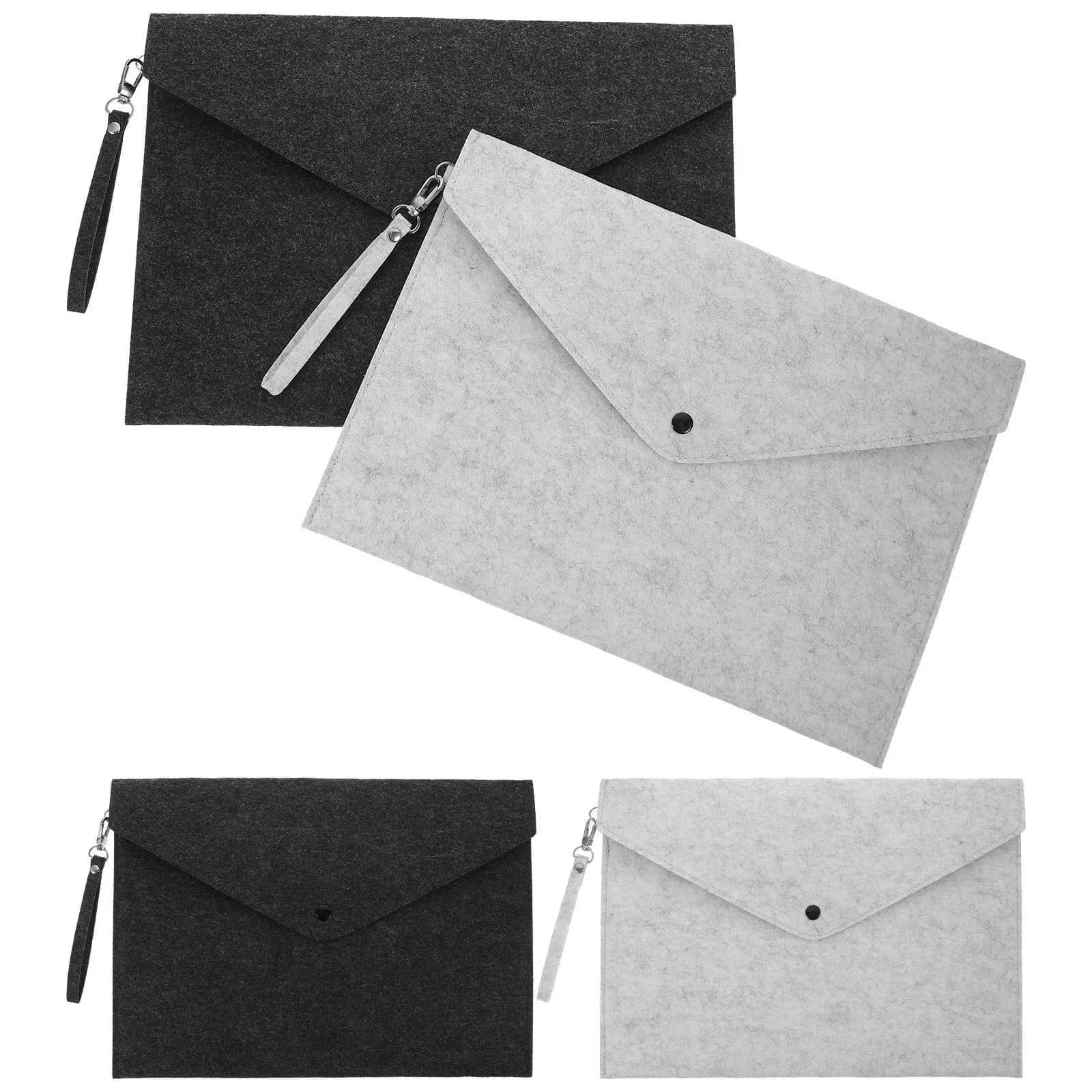 Set di 4 Cartelle Portadocumenti A4 in Feltro, Organizzatore con Chiusura a Scatto, Materiale Ecologico, Portadocumenti Portatile per Ufficio