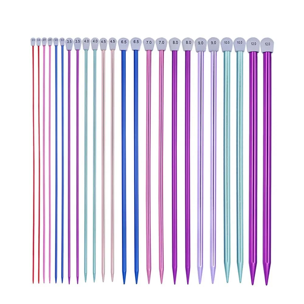 2.0-12mm Long Sweater Single Pointed Weaving Tool Aluminum Knitting Needles Straight Pins