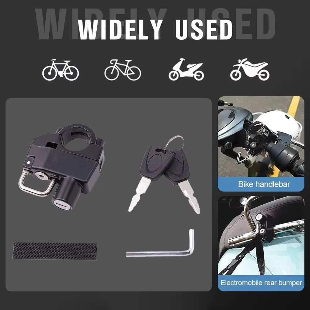 Motorcycle Helmet Lock Anti-theft Security Hook 22-28mm Handlebar Rustproof Padlock for Bike Electric Scooter with Key Universal