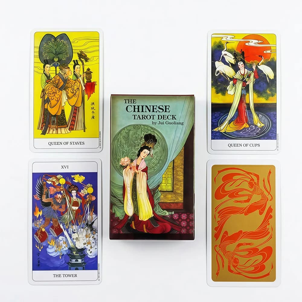 Mazzo di Tarocchi Cinesi da 78 Carte per Divinazione del Destino, Versione Classica Inglese, Carte Oracolo, Collezione Unica di Arte Tradizionale, Regalo