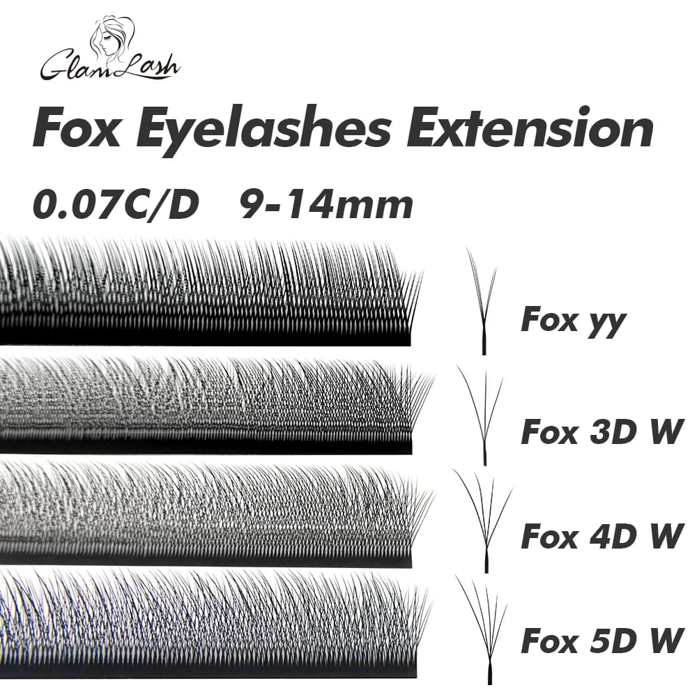 GLAMLASH Flying YY 3DW 4DW 5DW Estensioni ciglia Air Serie Fox Morbido volume brasiliano naturale Premium Visone Mega