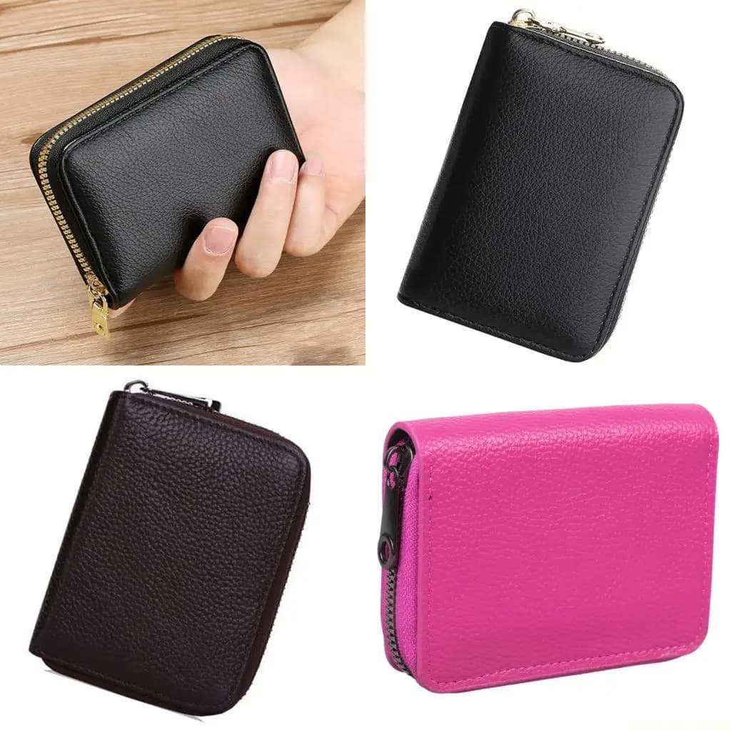 Portafoglio per carte credito con blocco RFID X90D, portafoglio per fisarmonica con porta carte con cerniera in PU