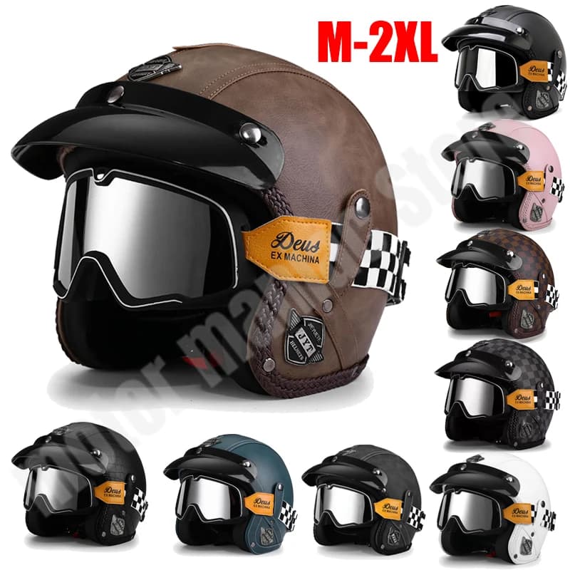 Casco moto vintage Open Face 3/4 unisex uomo donna bici elettrica Cruiser Adventure occhiali Capacetes Para Moto