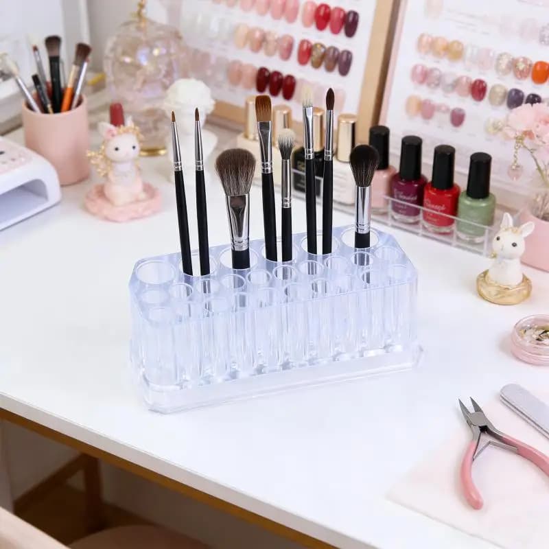 Organizzatore per Pennelli Unghie in Acrilico a 26 Fori, Espositore per Cosmetici e Penne, Contenitore per Kit Nail Art e Strumenti
