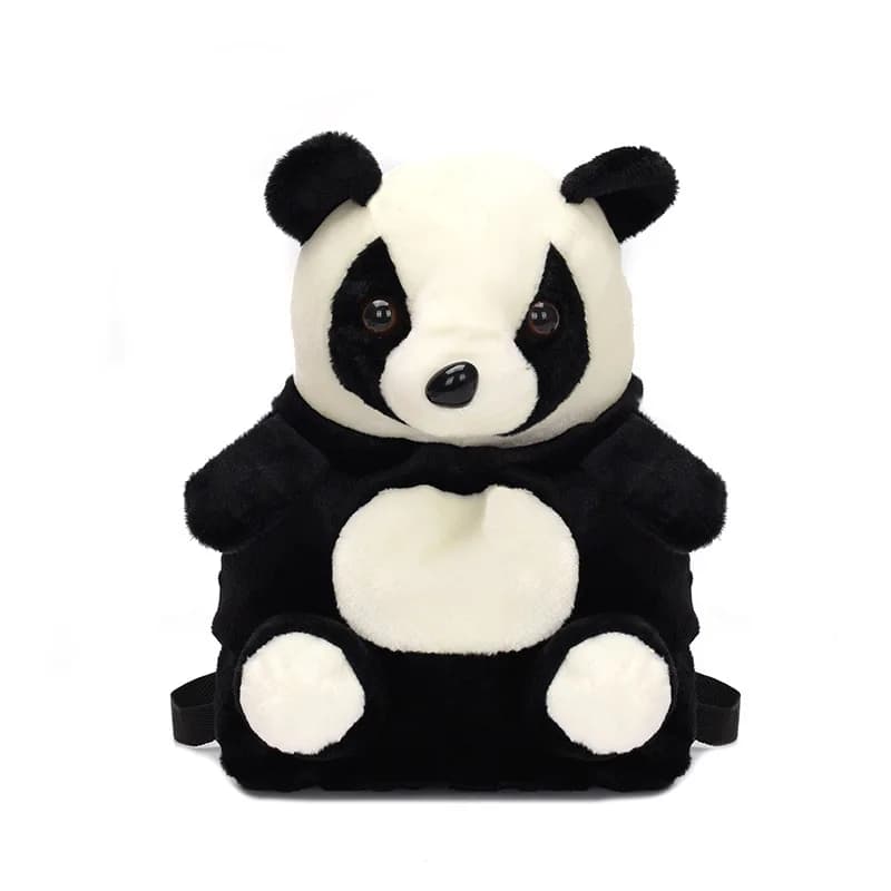 Zaino a doppia spalla con panda dei cartoni animati per bambina, borsa scuola in peluche per bambini, borsa da donna, zaino per la scuola materna