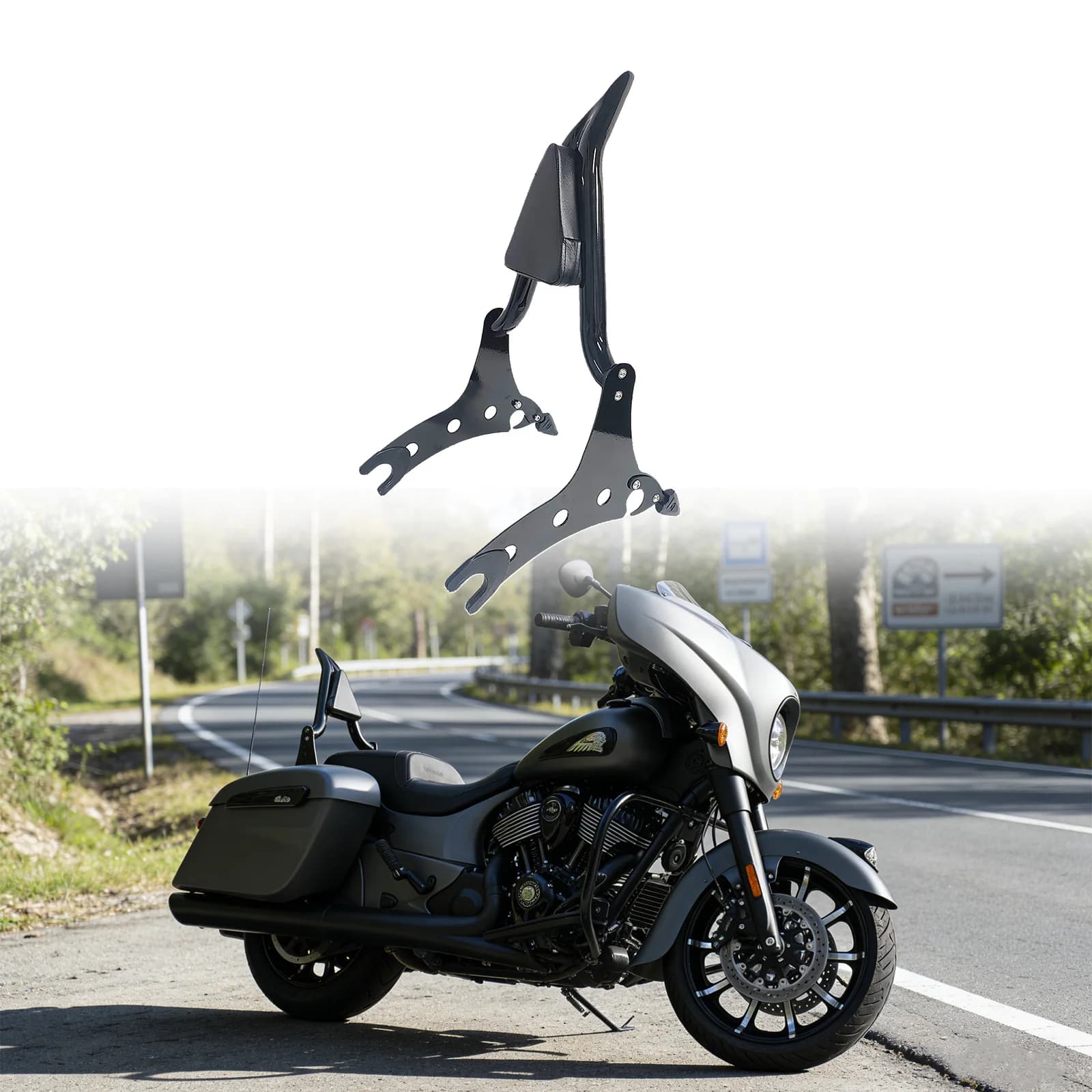 Schienale Sissy Bar per Moto con Portapacchi per Indian Chieftain Pursuit Roadmaster Springfield Challenger Elite 2014-2025