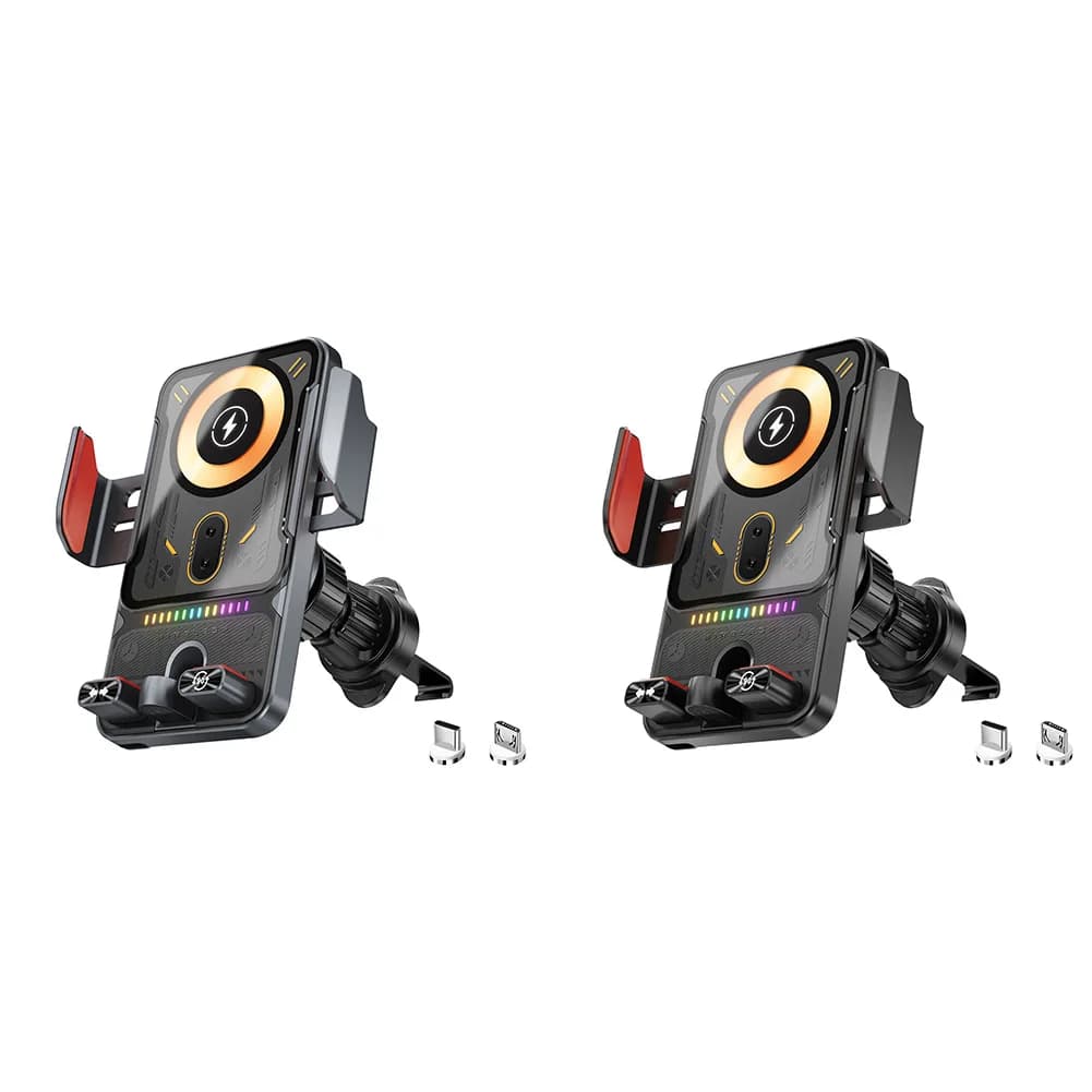 66W Smart Magnetic Mount with 15W Wireless Charging and Adaptive Clamping Designed for In-Car Smartphone Stability
