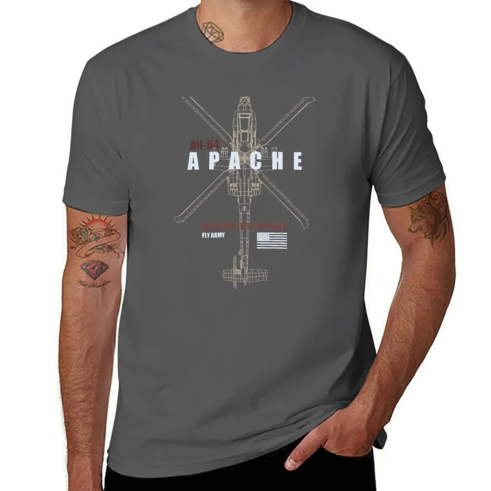 T-shirt AH-64 Apache, maglietta elasticizzata e confortevole