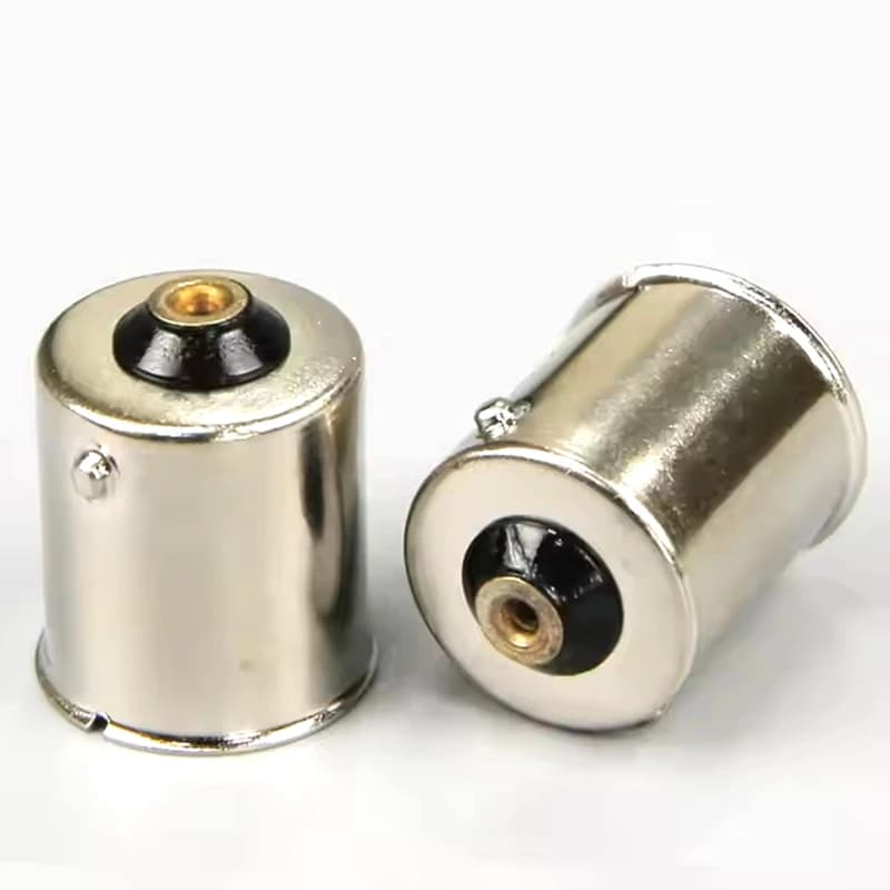 15 Pcs BA15S BAY15D Auto Bulb Holder Cap Socket Base Car Bulb Lamp Holder Straight Tube Copper Nickel Soldering Lamp Head Base