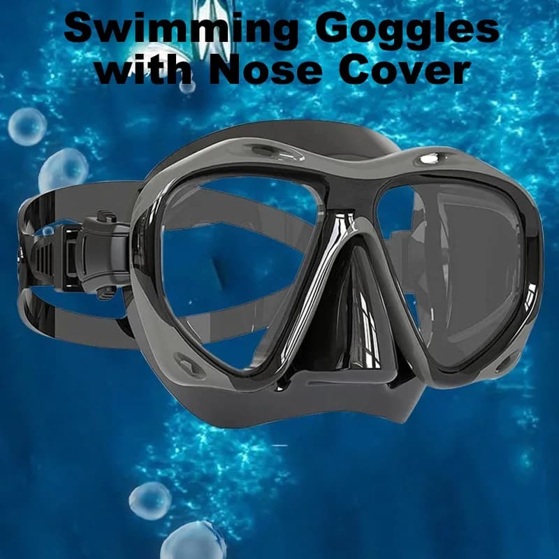 Swimwear with large frame with nose cover for adult men Women No underwater mask for leaks Swimming glasses 180 ° Clear glasses with wide view