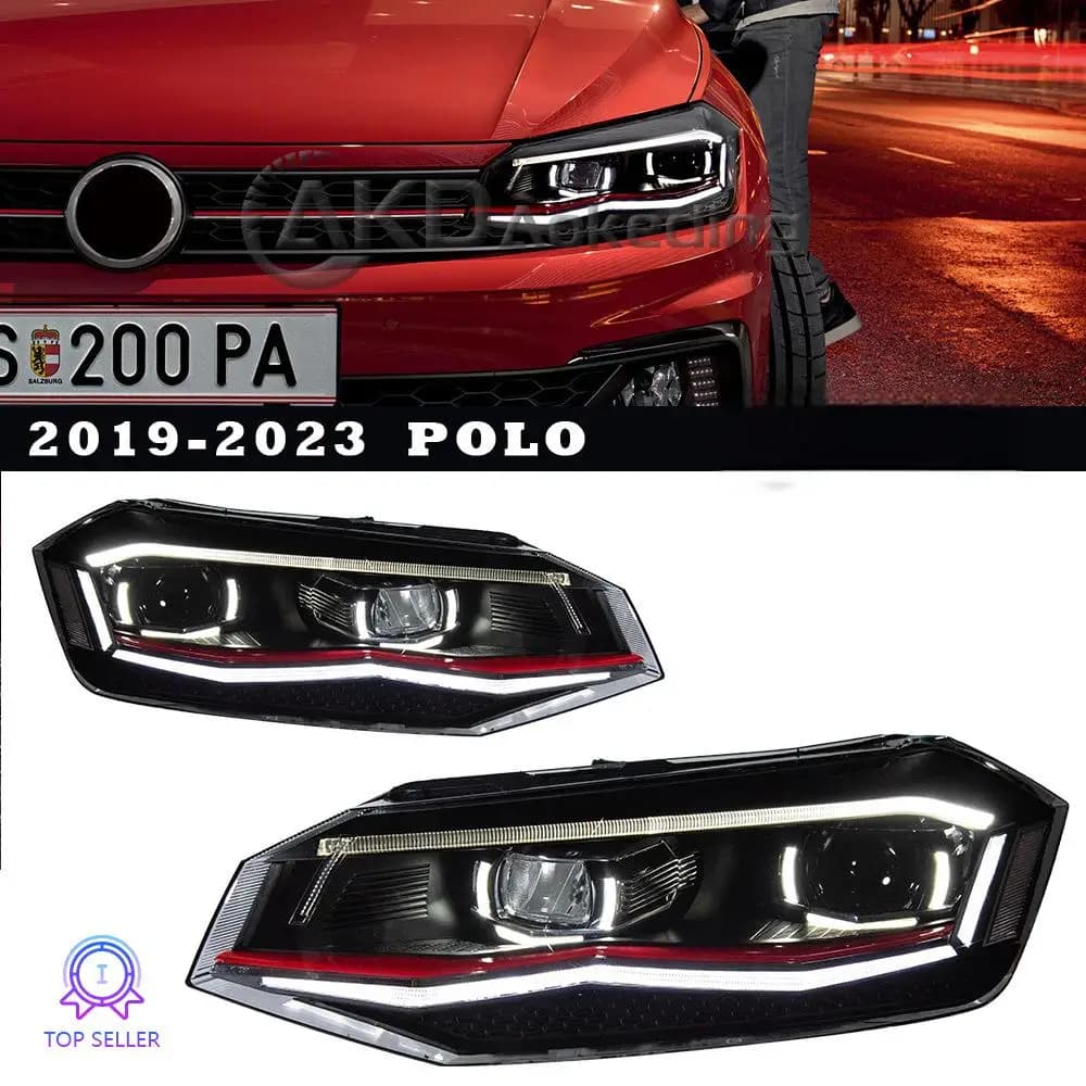 Faro Anteriore per Polo 2019-2022, Nuovo Faro LED Polo con DRL, Anabbaglianti, Abbaglianti, Lente Proiettore LED, Accessori Auto