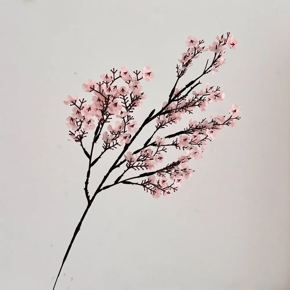 Pink Artificial 's Breath Flower Decorative Silk Fake Gypsophila Branches Sakura Style Artificial Faux Plants