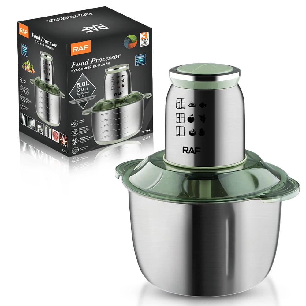 Tritacarne Elettrico 5L 1000W in Acciaio Inox, Trituratore e Frullatore per Carne, Processore Alimentare da Cucina 220V