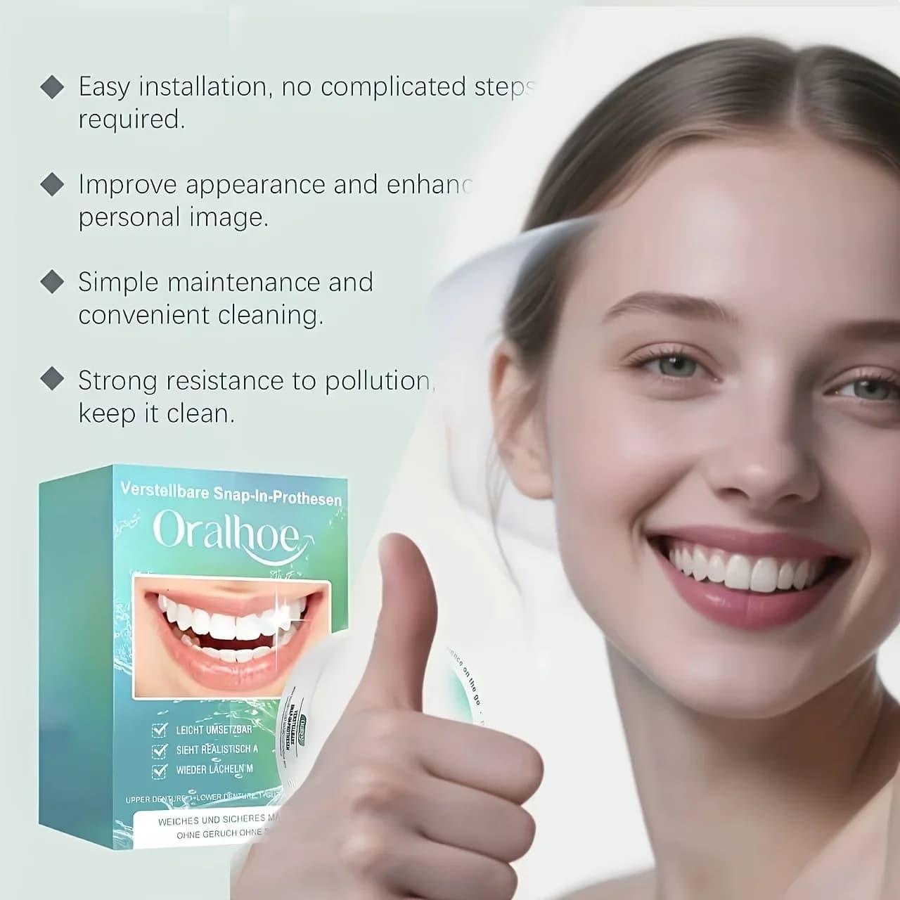 Set di 2 Faccette Dentali Temporanee per Sbiancamento, Accessori per Faccette Bianche, Unisex, per Halloween/Natale/Mascherata Decock848-LJX