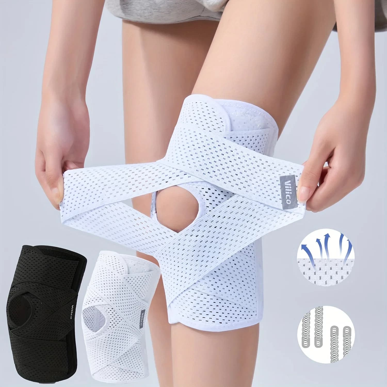Supporto Elastico Regolabile per Ginocchio, Traspirante, Unisex, per Fitness e Basket