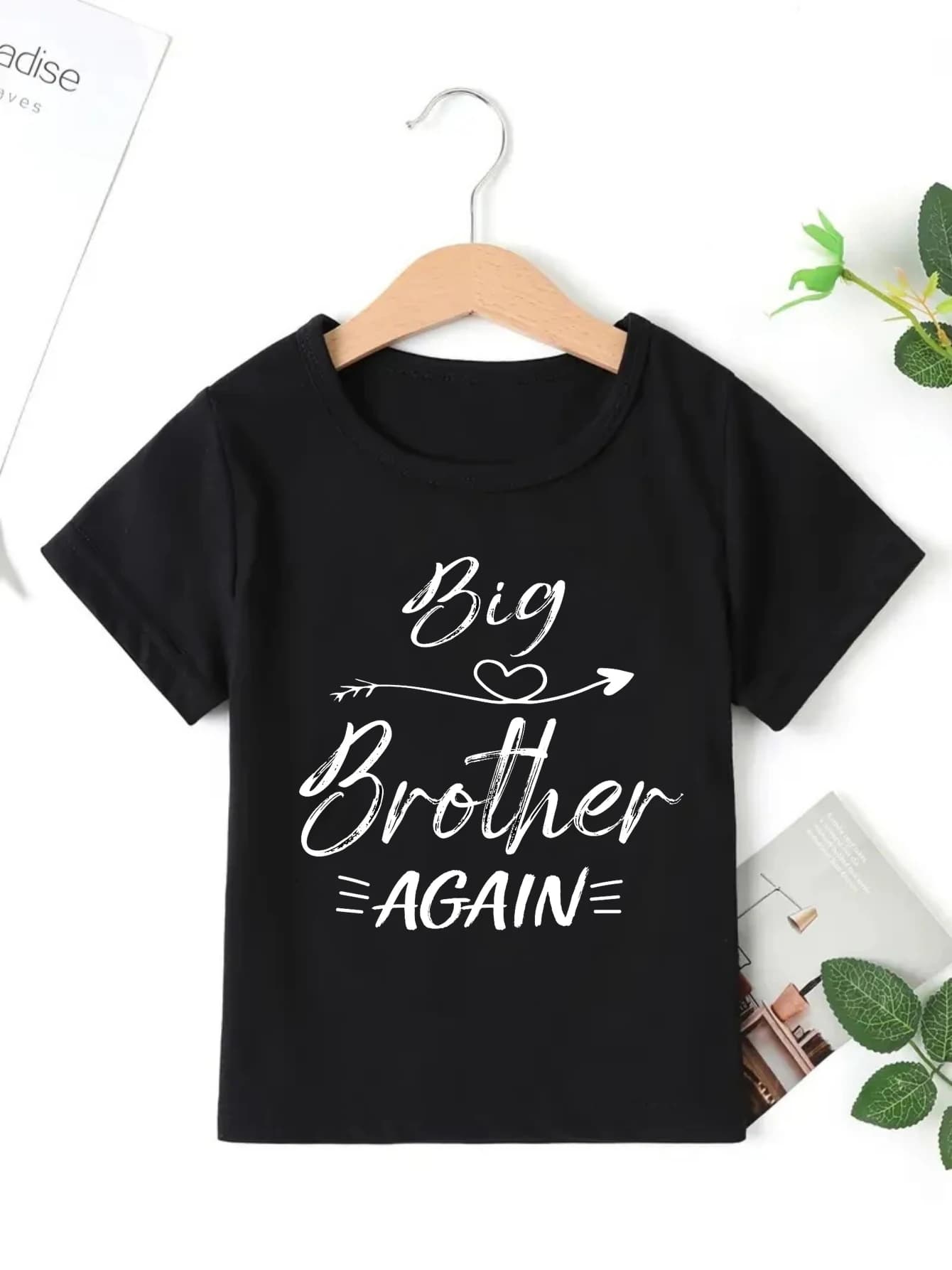 Cool Big Brother Again Arrow Heart T-shirt stampata Ragazzi/Ragazze Annuncio di gravidanza T-shirt Kawaii Abbigliamento per bambini Camicia per bambini