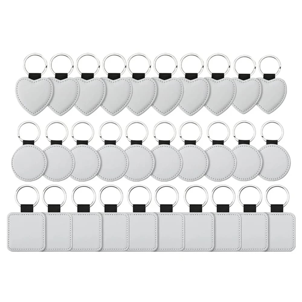 30Pack Sublimation Blanks Keychain Heat Transfer Keyring Various Kinds Sublimation Blank