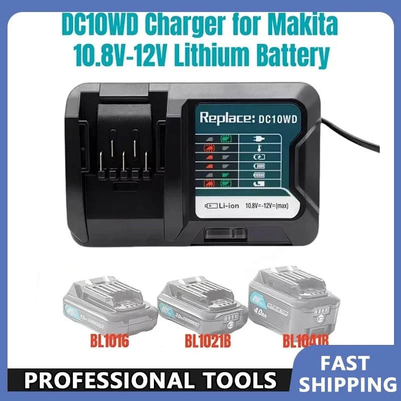 Caricabatterie di ricambio per MAKITA 10.8V 12V BL1016 BL1021B BL1041B FD05 DT03 RJ03Z SH02Z PH04Z DC10SB DC10WD BL1015