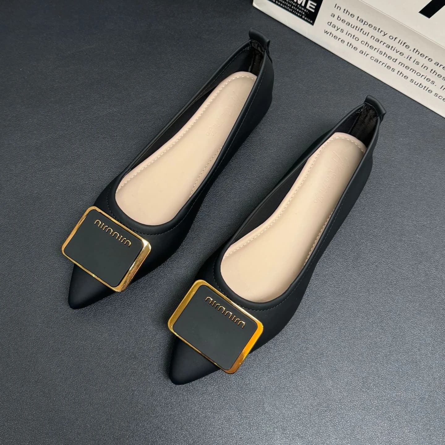Scarpe Primaverili da Donna in Pelle, Mocassini Comodi con Punta Affusolata, Scarpe Basse Casual alla Moda