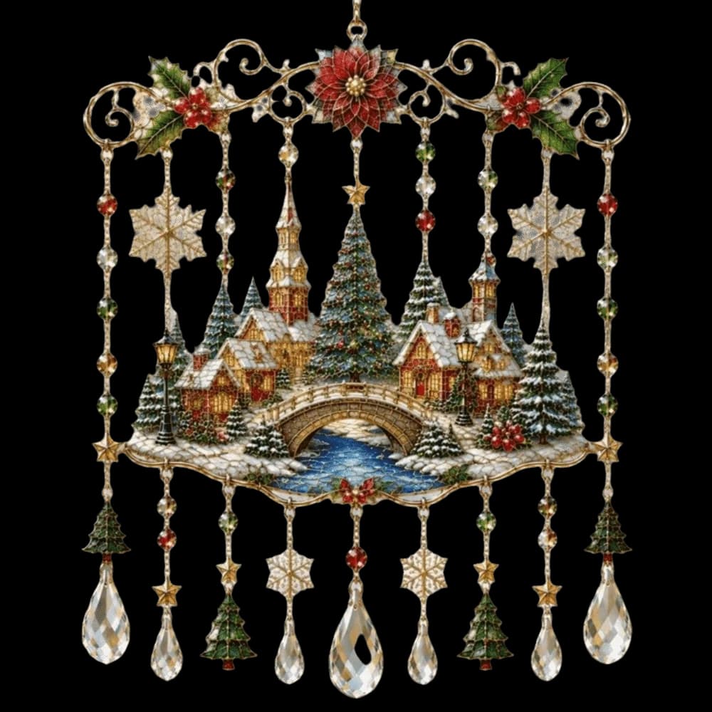 Acrylic Christmas Wind Chime Elk Snowman Santa Claus Christmas Hanging Ornaments Home Decoration Suncatcher 2D Flat Wind Chime