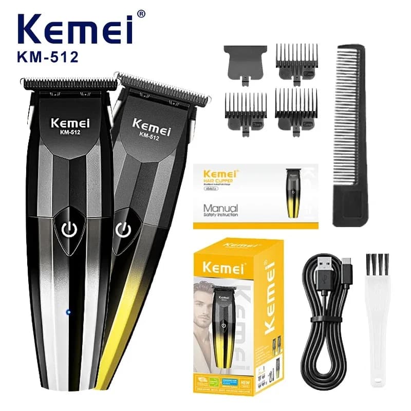 Kemei 512 Electric Haircuts Rechargeable USB, Cutting and Finishing Machine Hair, Trimmer Professional for Barbiere and Salone