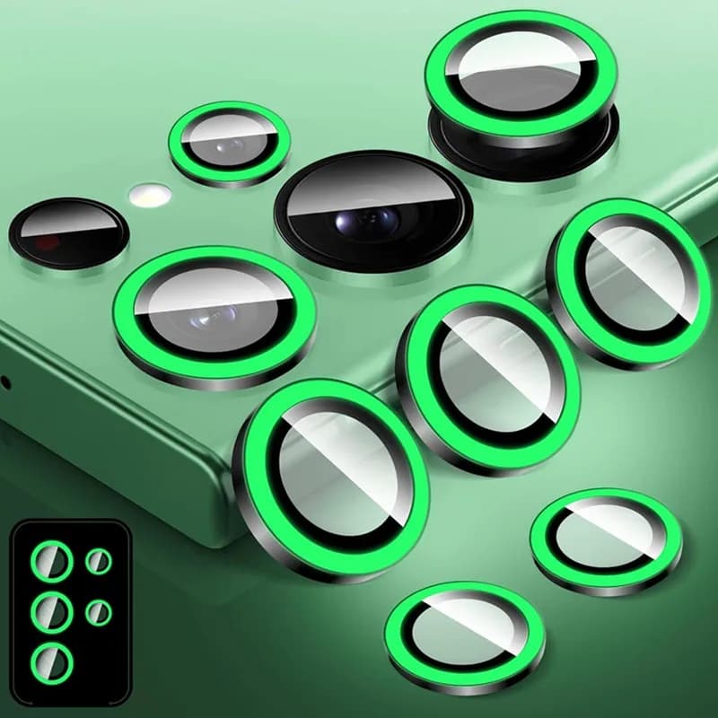 Night light Luminous metal ring Glass camera lens protection for Samsung Galaxy S25 S24 S22 Ultra S23 Plus S25 + Lens film