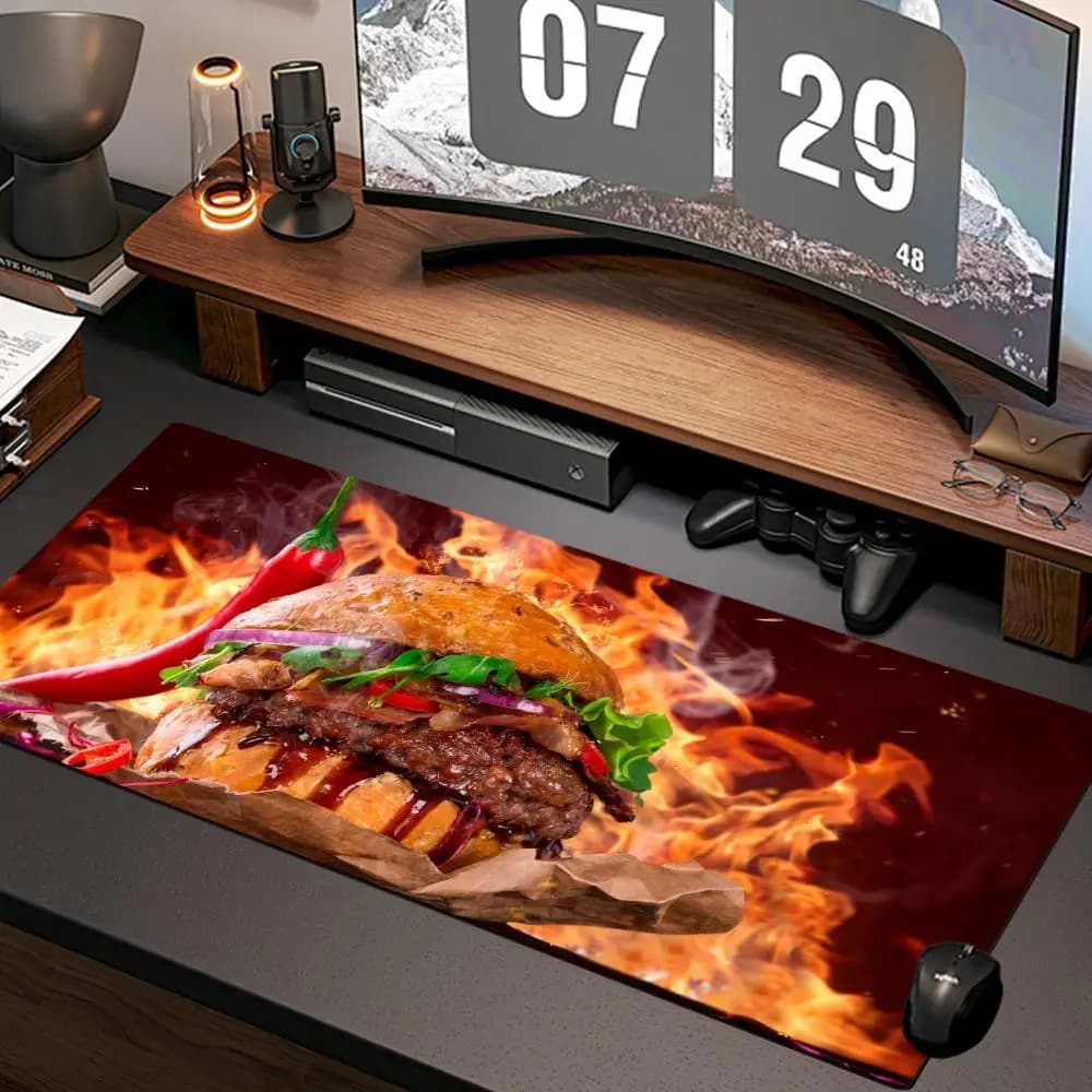 Tappetino per mouse Juice Burger, nuovo tappetino per computer da casa, tappetino da scrivania XXL in gomma naturale, antiscivolo, accessori da gaming per ufficio.