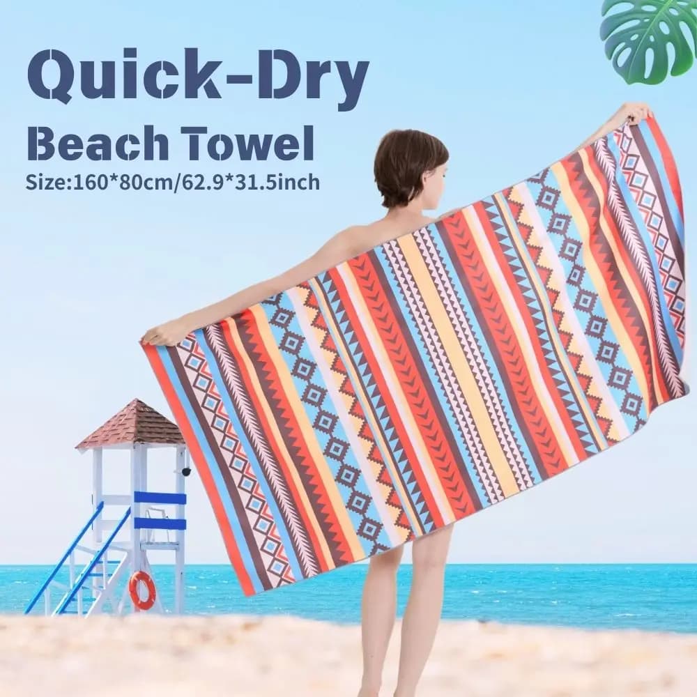 Asciugamano in Microfibra a Righe Boho per Donne, Senza Sabbia, Asciugatura Rapida, Leggero per Spiaggia, Viaggi, Campeggio, Piscina, Yoga, Palestra