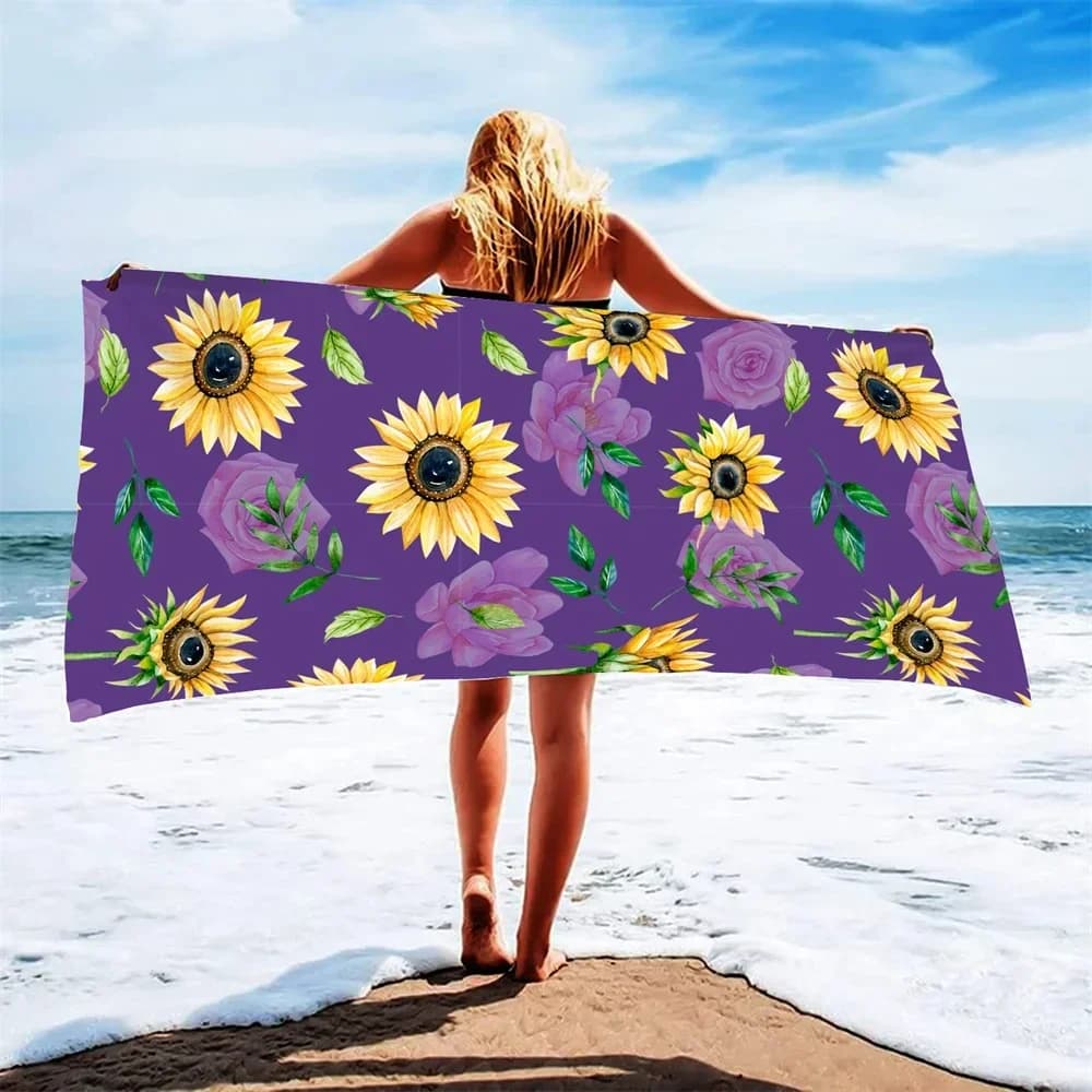 Asciugamano da spiaggia girasole, asciugamano da bagno assorbente con fiori gialli, regali per bambine, asciugamani da viaggio sportivi ad asciugatura rapida senza sabbia in microfibra