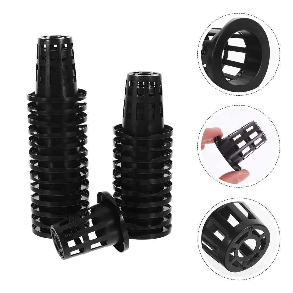 50pcs Hydroponic Cultivation Pots Plastic Net Cups For Root Growth Moisture Retention Nursery Garden Aquatic Planting Containers