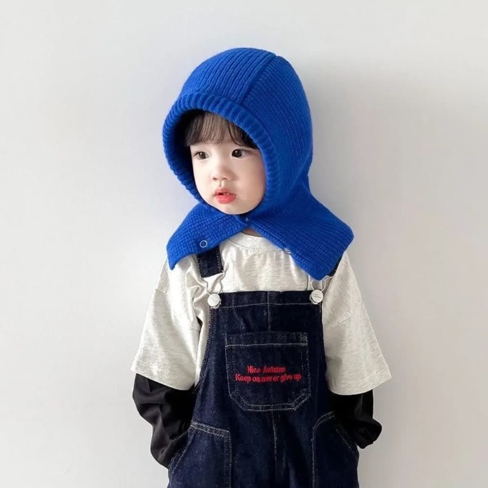 Gift Korean Style Scarf Hat Set Thickened Solid Color Knitted Woolen Hat Elastic Windproof Children Beanie Boy