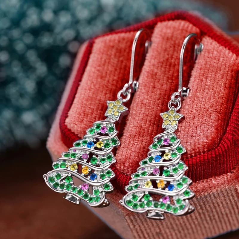 Nuovi gioielli scintillanti eleganti e di fascia alta Orecchini con zirconi per albero di Natale Decorano la forma del viso e mostra gioielli dimagranti per il viso