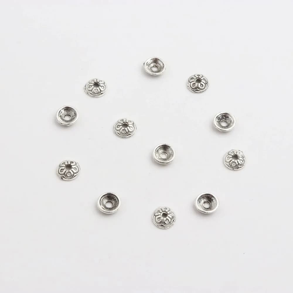 50pcs Three Colors Semicircular Pattern with Holes Metal Spacer Bead Caps for Specially Making Necklace Bracelet DIY Accessories