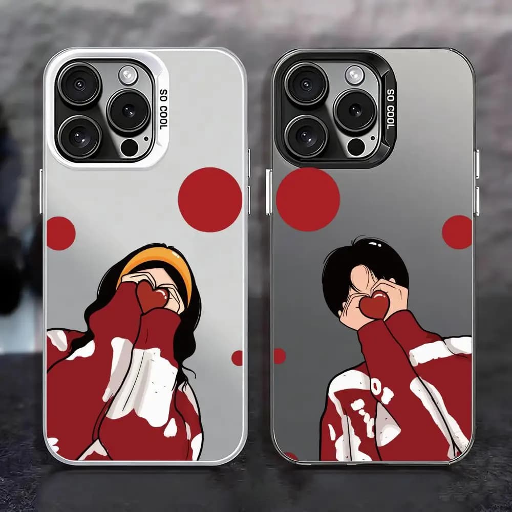 Custodia per telefono colore argento per iPhone 17 16 16e 15 14 13 12 11 Pro Max Plus, cover opaca antiurto P-Couple Avatar