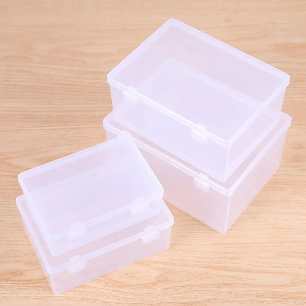 1Pcs Thickened Storage Box Transparent Portable Flip Box Rectangle Small Medium Large Plastic Case