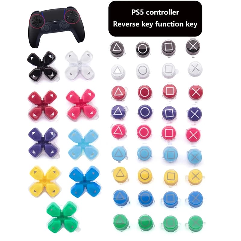 Pulsanti D-pad Joystick Thumb Stick Grip Caps Set di pulsanti ABXY Parte di riparazione di ricambio per accessori per gamepad controller PS5