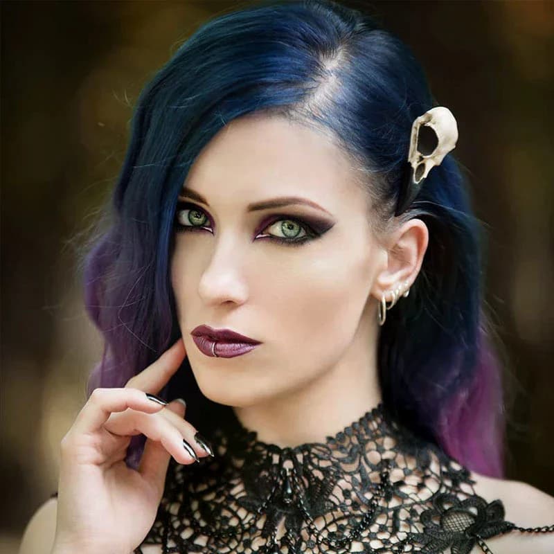 Fermaglio per Capelli Goth a Forma di Teschio di Corvo per Donna, Accessorio Creativo e Divertente per Halloween