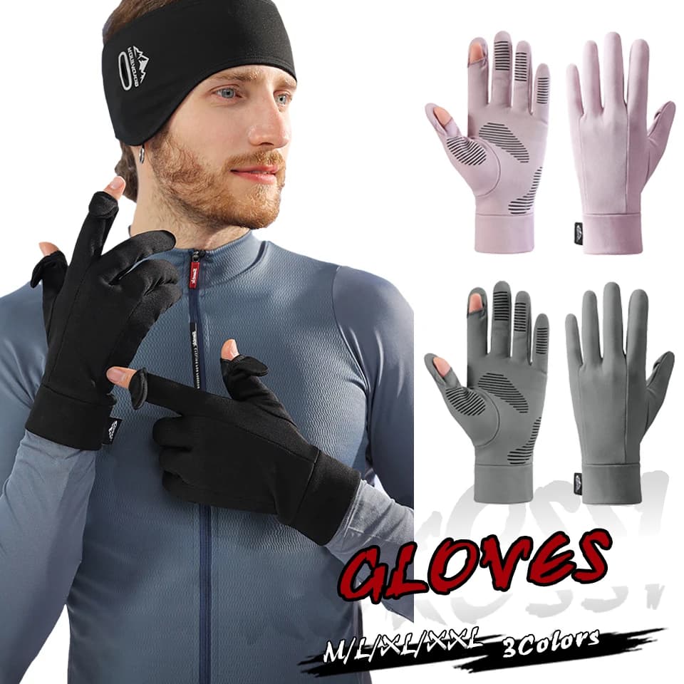 KoKossi Non-slip Running Gloves Winter Plam Cold-proofed Matinees Windproof Cycling Skiing Hiking Outdoor Sports Gloves Woman Man