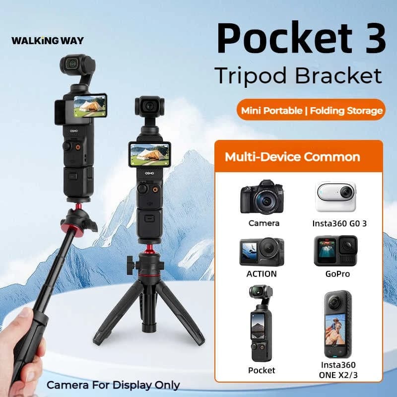 Portable mobile selfie stick for DJI Pocket 3 tripod suitable for photo tripod with extension rod for sports camera Action4/5 Pro